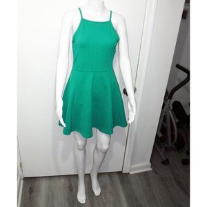 Green Fit & Flare Summer Dress with Stretch, Sz 8, H&M Juniors